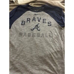 Nike Atlanta Braves Baseball Dri-FIT T-Shirt Mens Large Gray Navy
